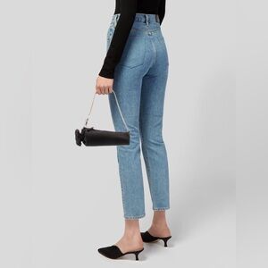 Edie Parker Black Satin Pouch with Gold Zipper